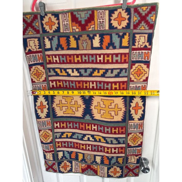 Handwoven Rug Vibrant Southwestern Geometric Pattern 22" x 36" - Picture 5 of 8